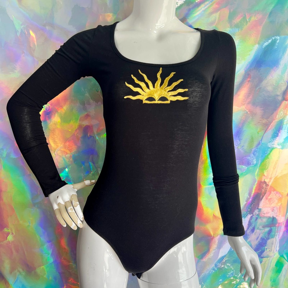 NWT Rising Sun Patch Black Long Sleeve Bodysuit